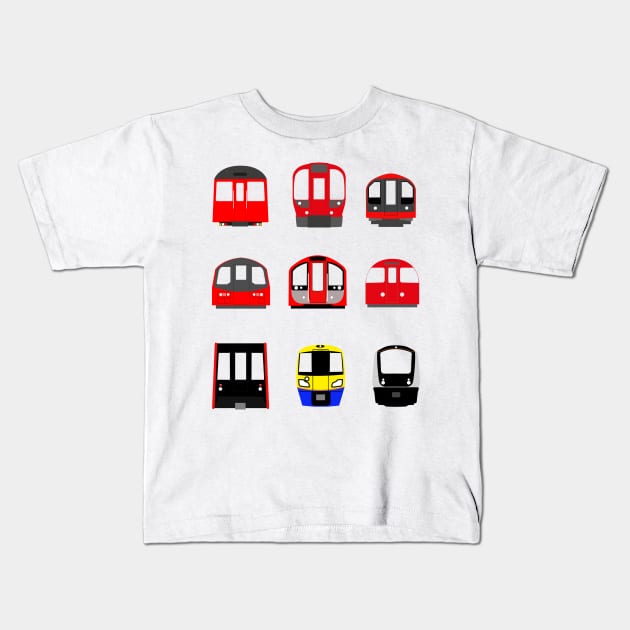 London underground Subway Trains Kids T-Shirt by 2createstuff